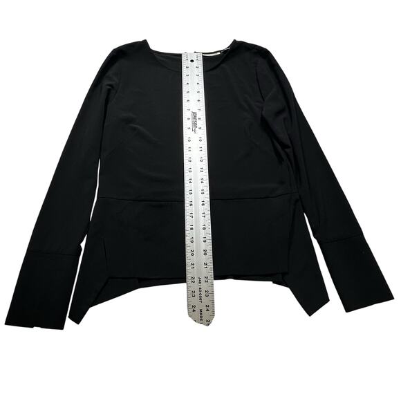 Halogen Black Zipper Flowy Oversized Career Blouse Long Sleeve Polyester XS *280 - Picture 5 of 9